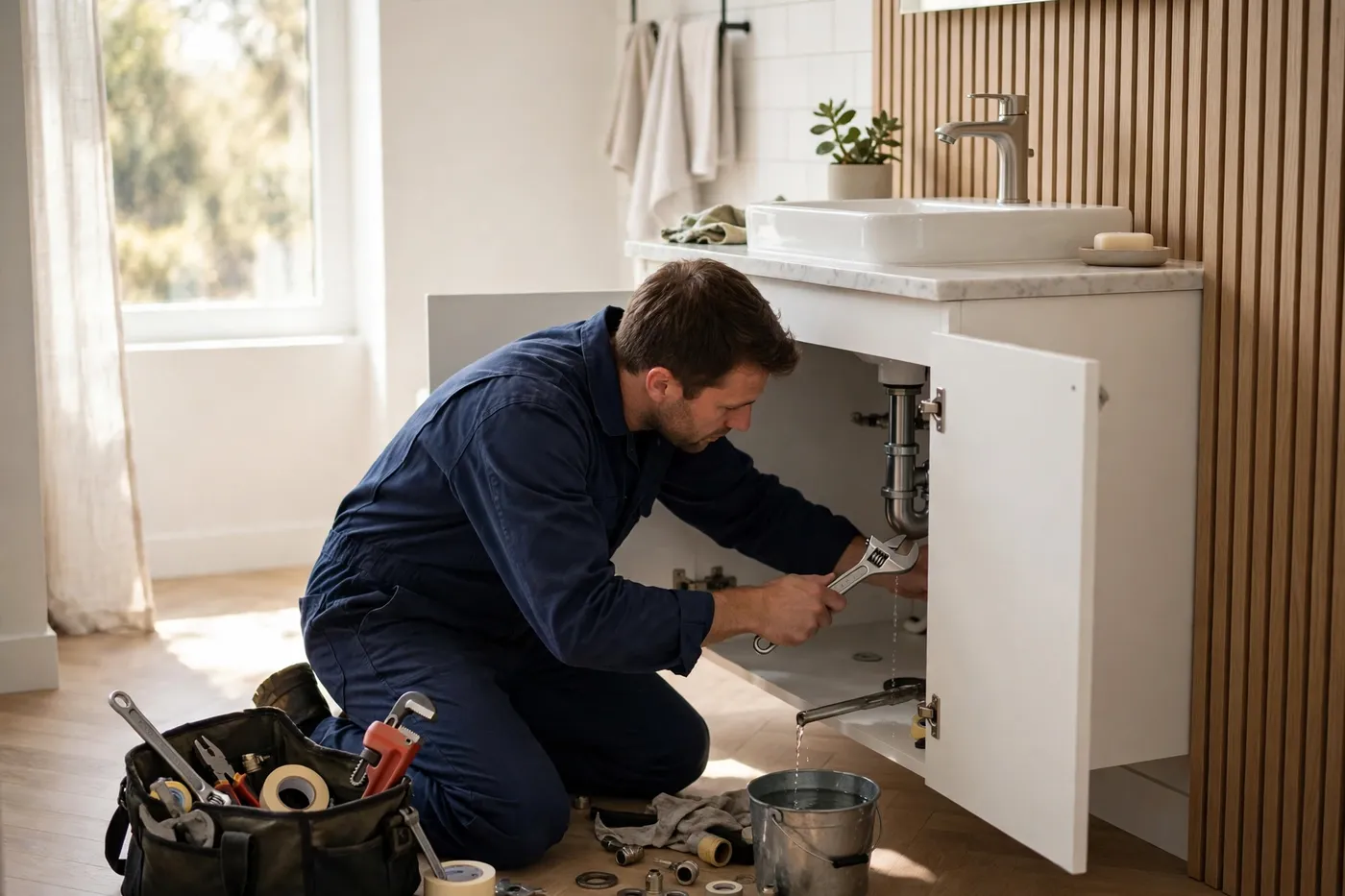 Professional plumber ready to help