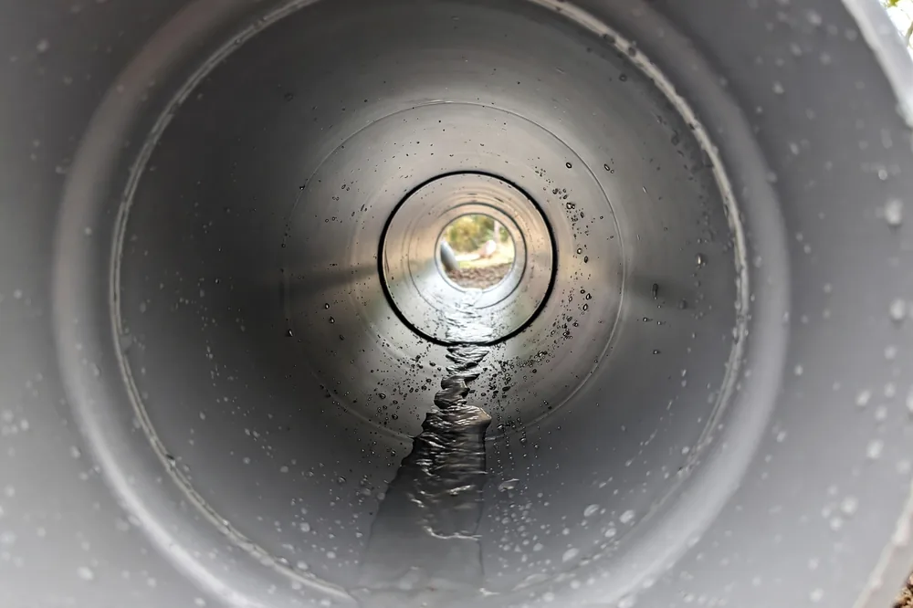 Inside of a clean smooth drain pipe after hydro jetting